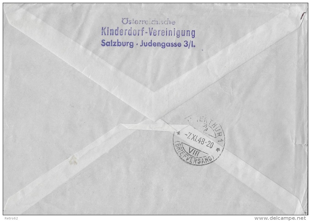 KINDERDORF-VEREINIGUNG &#8594; 1. österr.Ballon-Post-Flug 1948 - Otros & Sin Clasificación