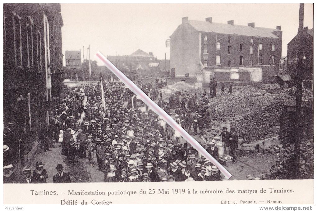 TAMINES - Manifestation Patriotique Du 25 Mai 1919 à La Mémoire Des Martyrs De Tamines - Défilé Du Cortège - Sambreville