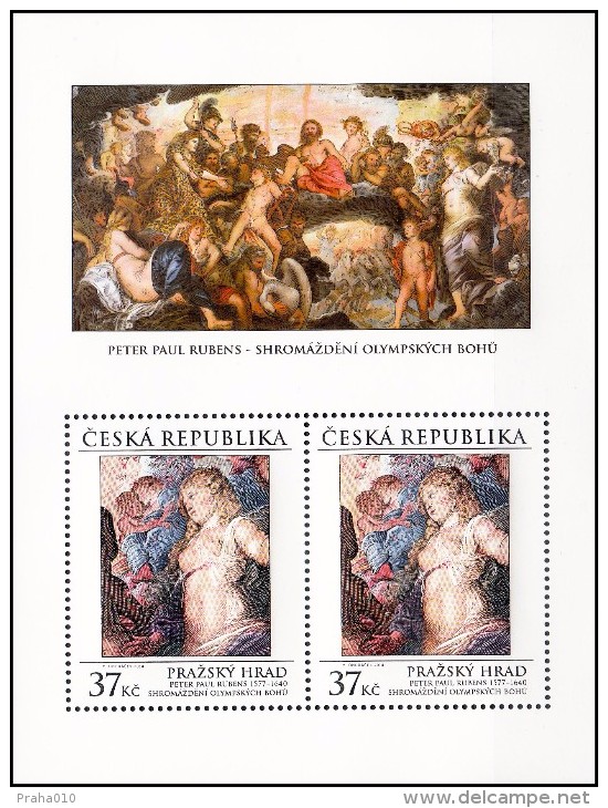 Czech Rep. / Stamps (2014) 0808 A: Prague Castle - Peter Paul Rubens (1577-1640) "Assembly Of Olympian Gods" - Blokken & Velletjes