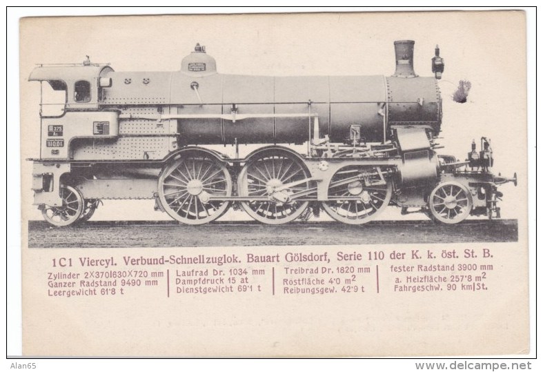 Goelsdorf Design Express Train Engine, German Design, C1910s/20 Vintage Postcard - Trains