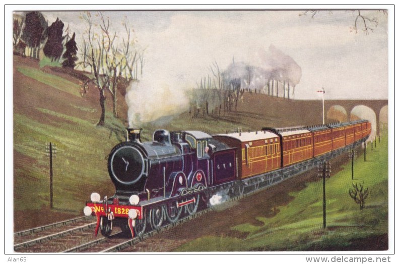 G.E.R. Cromer-Liverpool St. Train Near Brentwood, Great Britain Railroad, C1910s/30s Vintage Postcard - Trains