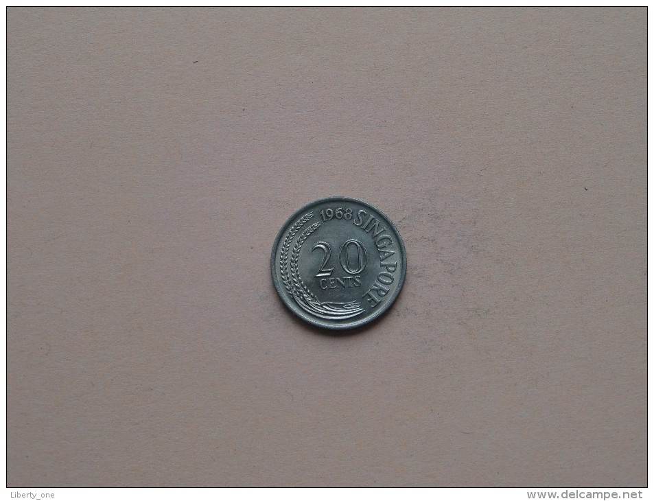 1968 - 20 Cents - KM 4 ( Uncleaned Coin / For Grade, Please See Photo ) !! - Singapour