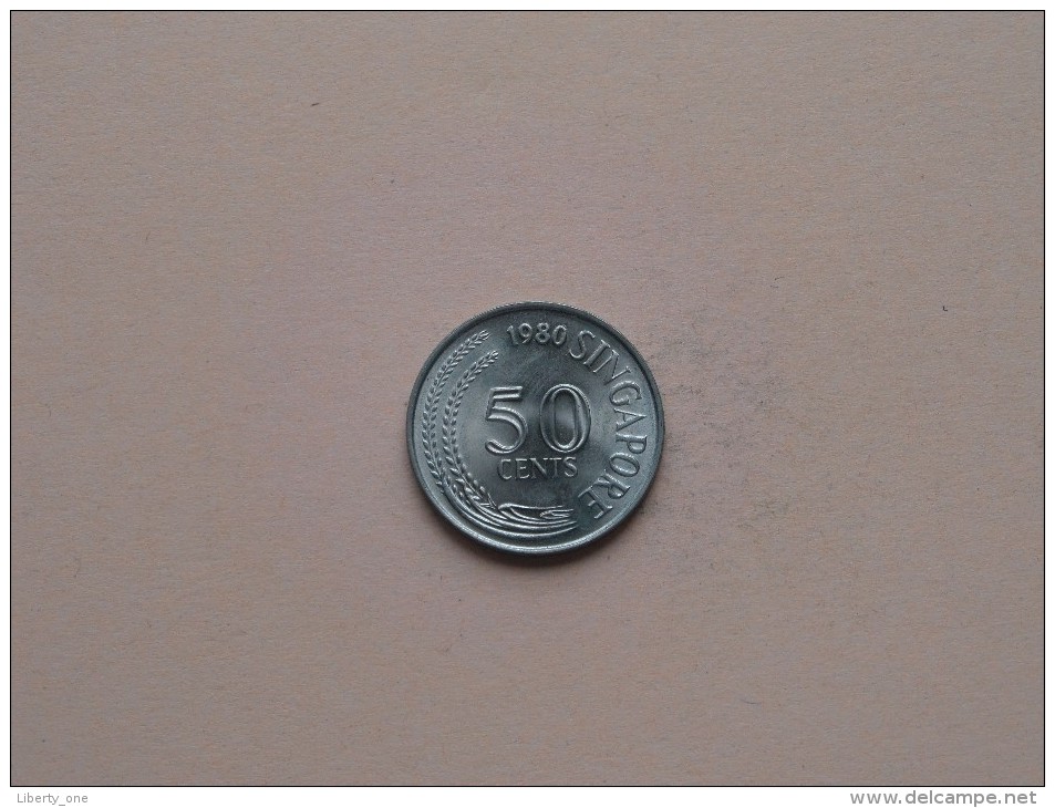 1980 - 50 Cents - KM 5 ( Uncleaned Coin / For Grade, Please See Photo ) !! - Singapore