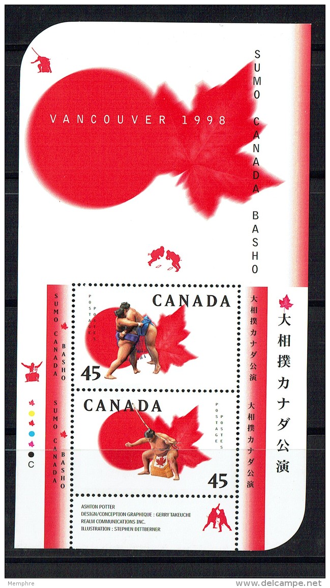 1998  Sumo Canada Basho  Souvenir Sheet Of 2  Sc 1724a  MNH - Unused Stamps