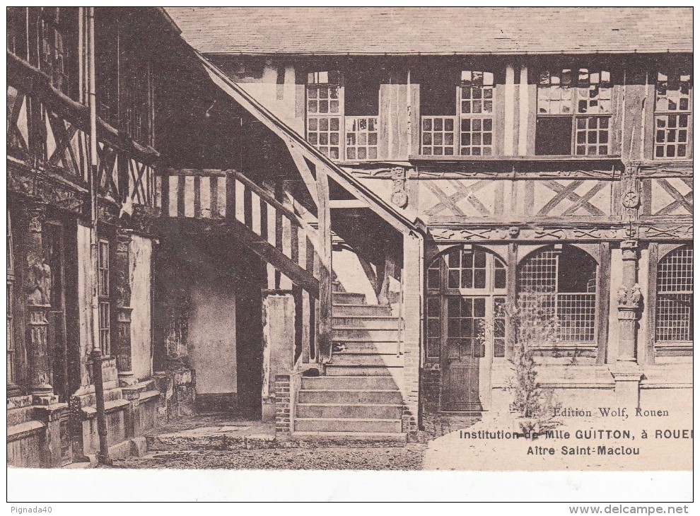 Cp , 76 , ROUEN , Institution De Mlle GUITTON , Aître De Saint-Maclou - Rouen