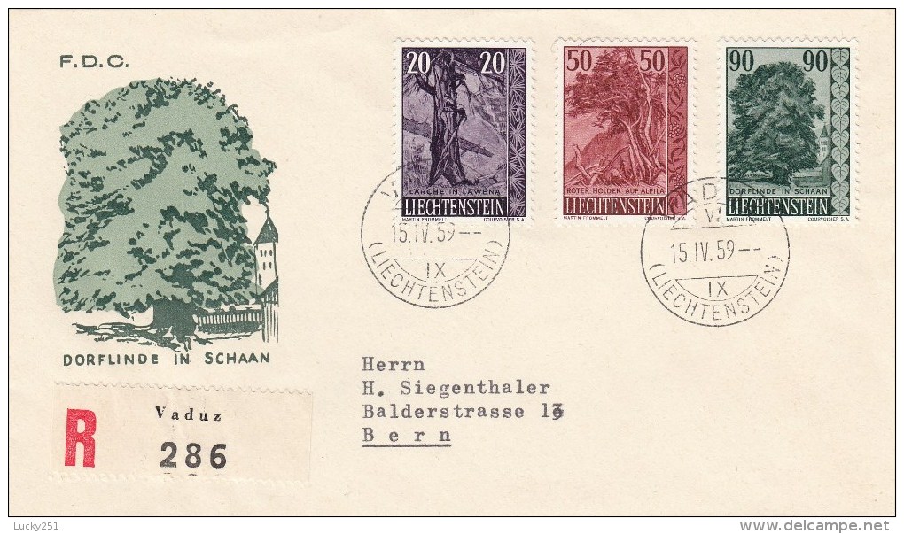 Liechtenstein - Année 1959 - Arbres Et Arbustes - YT 339/341 - FDC - Briefe U. Dokumente