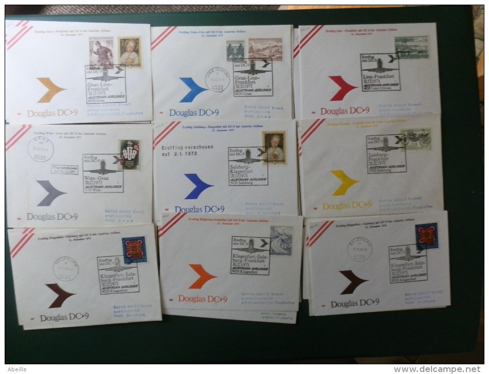 KARTONNEN DOOS 8    27  DOC. 1° VOL DIFFERENT   AVEC DOUGLAS  DC 9  1971/2 - First Flight Covers