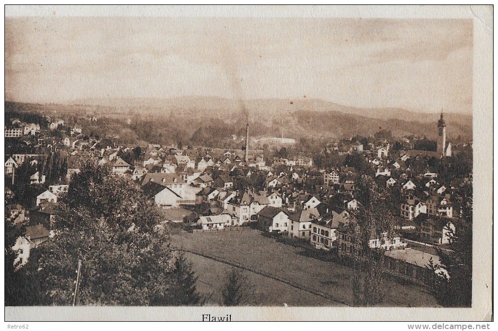 FLAWIL &#8594; Kupferdruck, Dorfansicht Anno 1925 - Flawil