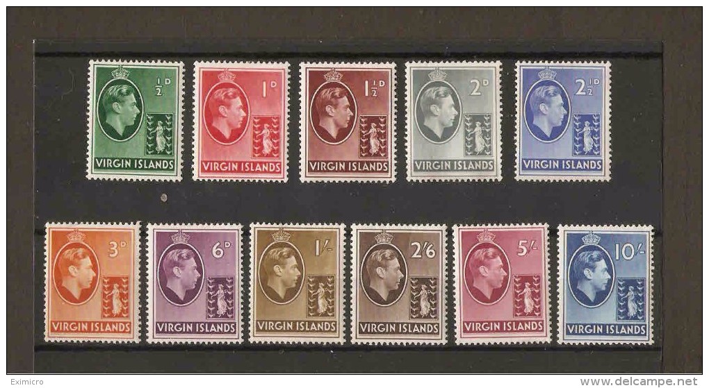 VIRGIN ISLANDS 1938 - 1947 SET TO 10s SG 110a/121 MOUNTED MINT MINIMUM Cat £65+ - British Virgin Islands