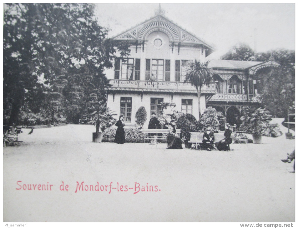 AK Luxemburg 1901 Sovenir De Mondorf - Les - Bains. Kurort. Verlag N. Schumacher. Nach Belgien. - Mondorf-les-Bains