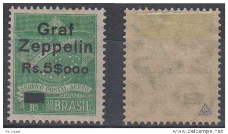 Brazil Brasil 1930 Zeppelin Mi# 10 * 5000R Overprint - Posta Aerea (società Private)