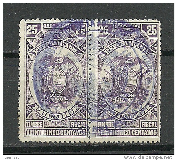 ECUADOR 1905/06 Old Revenue Tax Stamp In Pair O - Equateur
