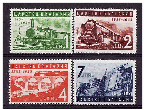 28-924 // BG - 1939  50 JAHRE BULGARISCHE EISENBAHNEN  Mi 354/57 ** - Unused Stamps