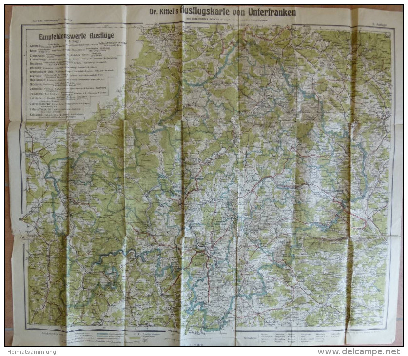 Unterfranken Und Benachbarte Gebiete - Dr. Kittel - 1:200´000 - 82cm X 86cm - Angabe Der Kilometrischen Ortsentfernunge - Topographische Karten