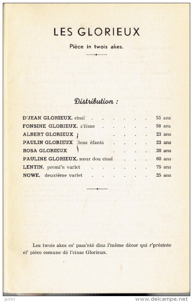 Les Glorieux De Louis Noël Pièce En 3 Actes En Wallon Du Centre La Louvière (1944) Créée Par Les Muscadins Le 31/10/1948 - Teatro
