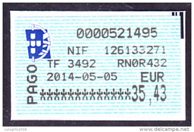 FISCAUX / REVENUES, PORTUGAL - A.T.A. IMPOSTO ÚNICO DE CIRCULAÇÃO - 2014 . €35,43 - Used Stamps