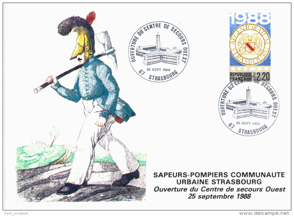 Strasbourg - Sapeurs Pompiers Strasbourg - Centre Ouest - Carte Ouverture Du Centre 1988 - Dessin Leo Schnug - Strasbourg