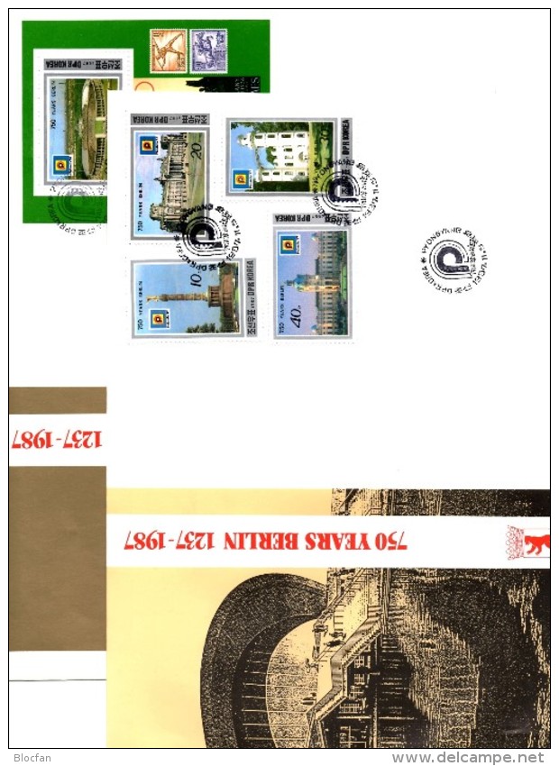 2 FDC Olympia-Stadion Berlin 1936 Korea 2884/7+Bl.227 170€ Schloß Reichstag Pfaueninsel Architectur Sheet Bf Corea/Coree - Summer 1936: Berlin