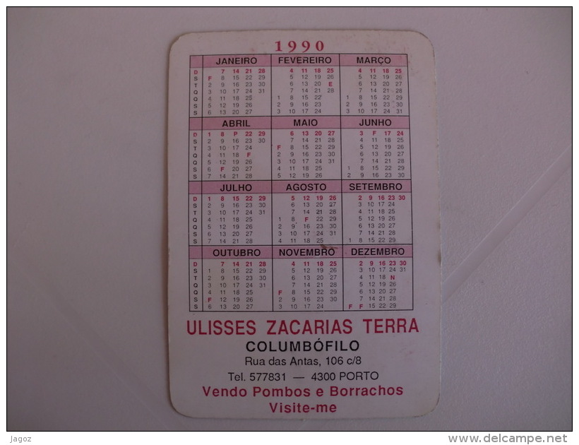 Birds Carrier Pigeon Pombo Correio Portugal Portuguese Pocket Calendar 1990 - Small : 1981-90