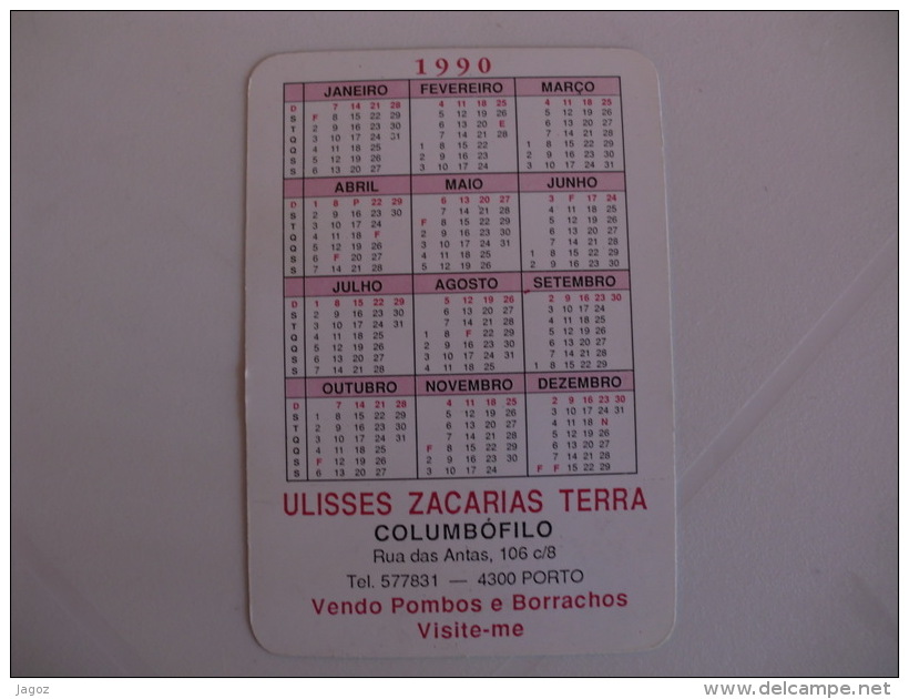 Birds Carrier Pigeon Pombo Correio Portugal Portuguese Pocket Calendar 1990 - Formato Piccolo : 1981-90