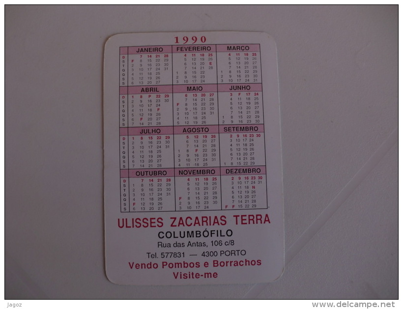 Birds Carrier Pigeon Pombo Correio Portugal Portuguese Pocket Calendar 1990 - Small : 1981-90