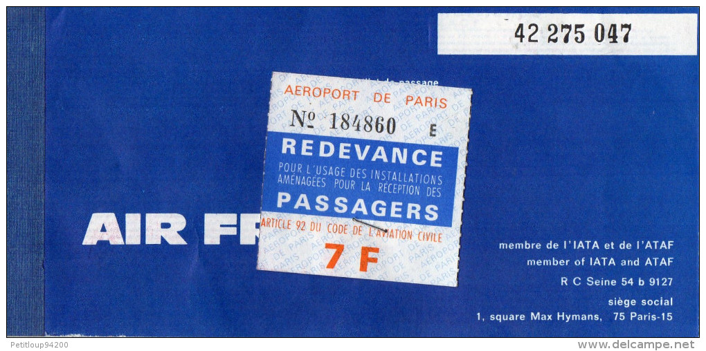 AIR FRANCE Billet De Passage Et Bulletin De Bagages  Passenger Ticket And Baggage Check 1963 - Tickets