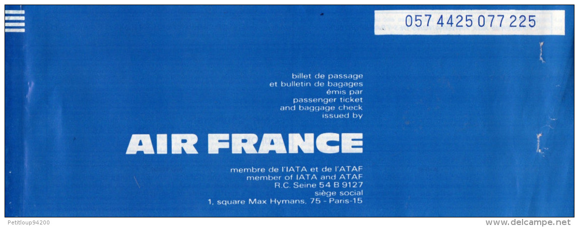 AIR FRANCE Billet De Passage Et Bulletin De Bagages  Passenger Ticket And Baggage Check 1973 - Tickets
