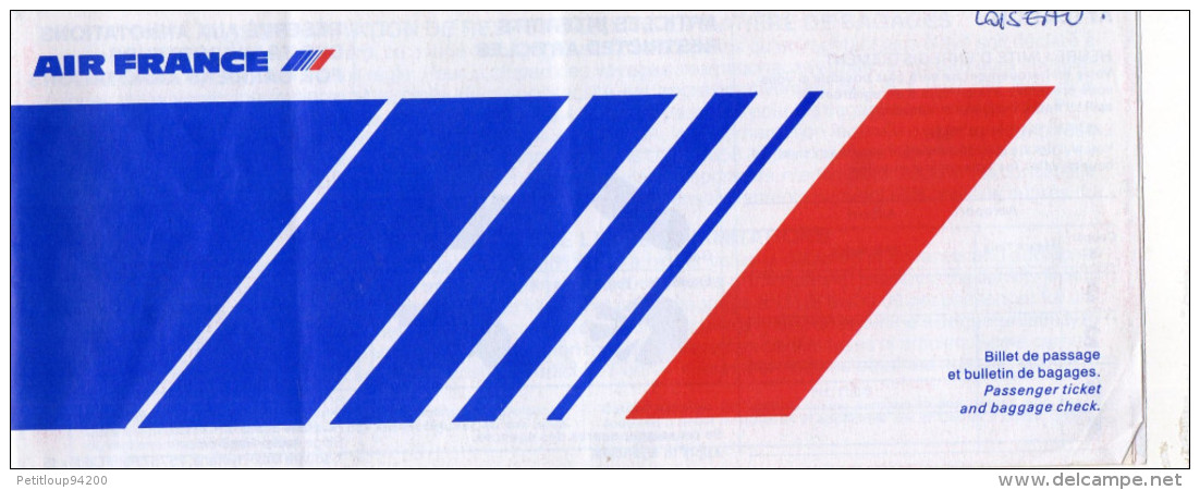 AIR FRANCE Billet De Passage Et Bulletin De Bagages  Passenger Ticket And Baggage Check 1991 - Billetes