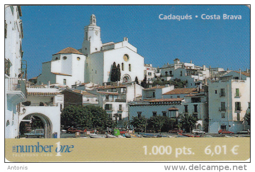 SPAIN - Cadaques/Costa Brava, Number One Prepaid Card 1000 Pts/6.01 Euro, Used - Autres & Non Classés