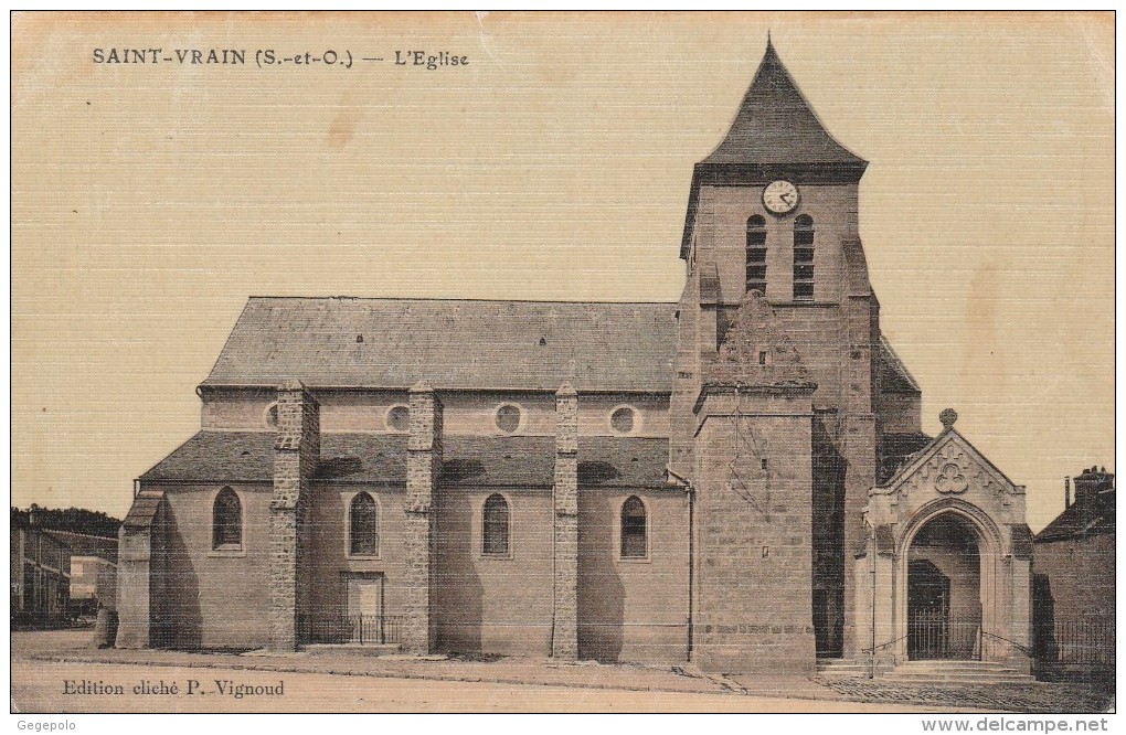 SAINT-VRAIN - L'Eglise ( Carte Toilée ) - Saint Vrain