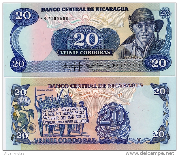 NICARAGUA       20 Córdobas       P-152       1985 (1988)       UNC - Nicaragua
