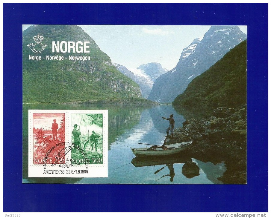 Norwegen 1984  Mi.Nr. 899 / 900 , Loenvatnet - Maximum Card - Ameripex'86 22.5.-1.6.1986 - Cartes-maximum (CM)