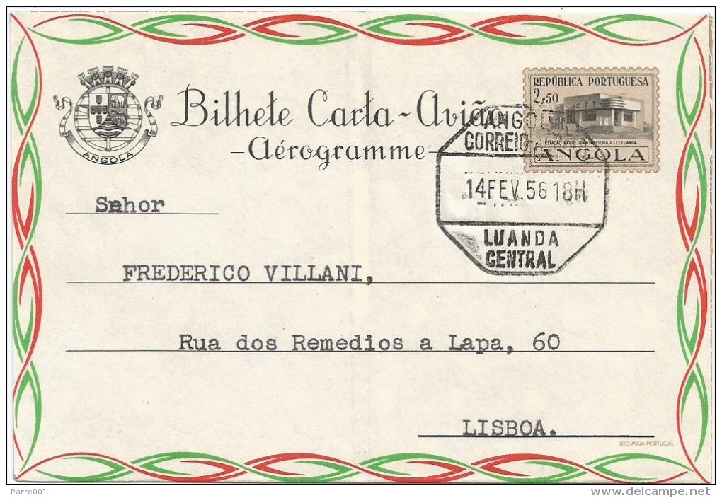 Angola 1956 Luanda $2.50 Radio Station Aerogramme - Angola