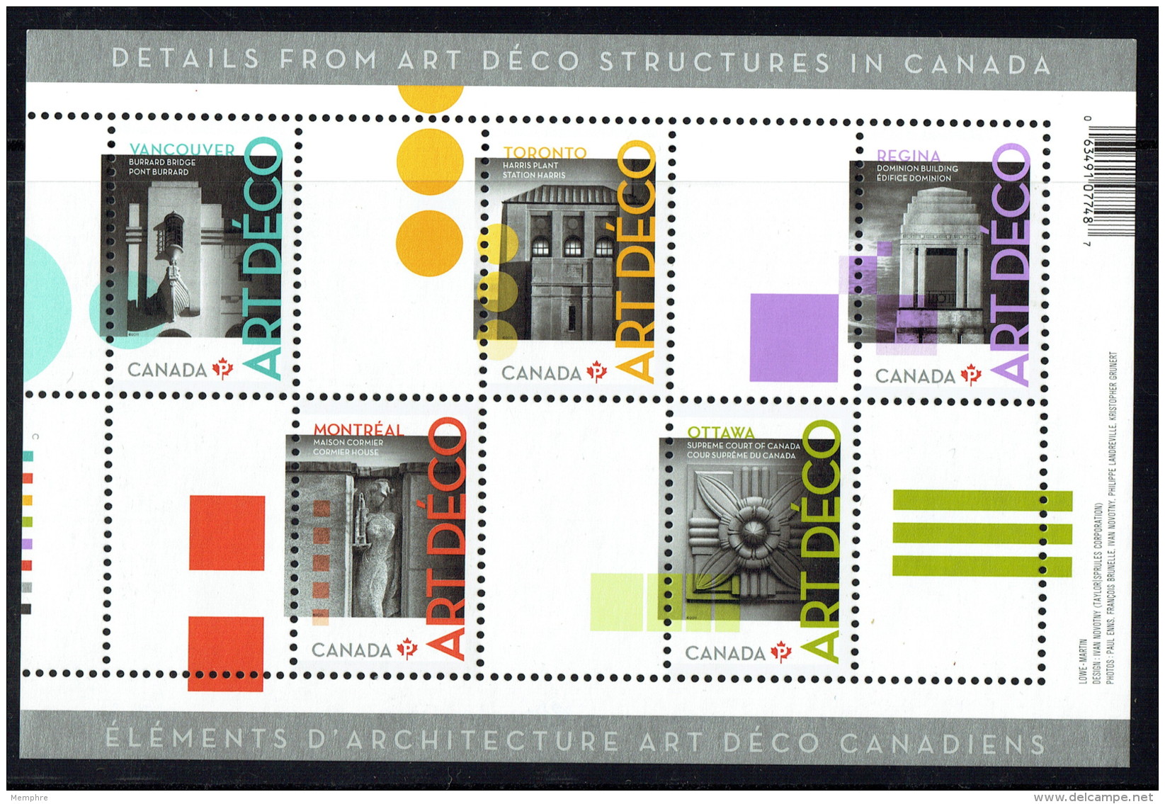 2011  Art Deco In Canada   Souvenir Sheet Of 5 Different  Sc 2471  MNH - Neufs