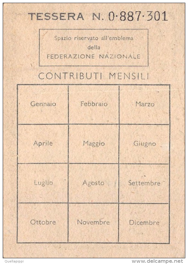 04296 "CAMERA CONFEDERALE DEL LAVORO - GENOVA - CGIL - TESSERA NR. 0.887.331 - ANNO 1946 " TESSERA ISCRIZIONE - Documents Historiques