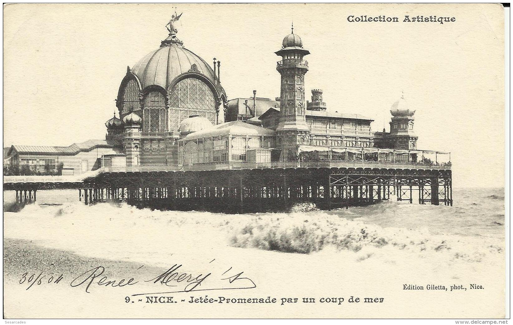 NICE - JETEE PROMENADE PAR UN COUP DE MER. N&ordm; 9. COLL. ARTISTIQUE, SCAN R/V - Lots, Séries, Collections