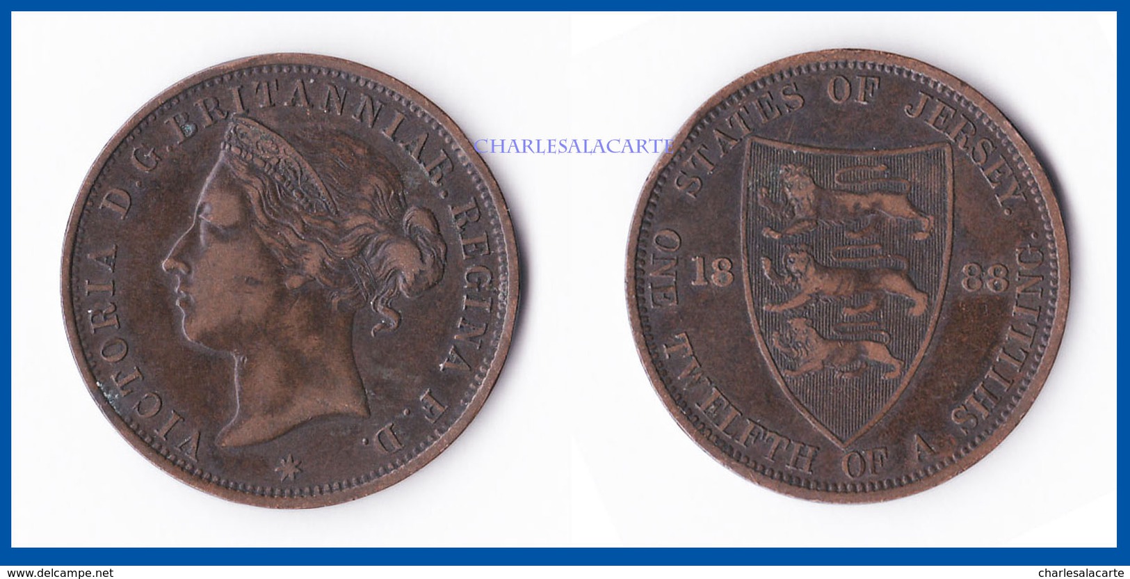 JERSEY 1888  VICTORIA  1/12 SHILLING COPPER  VERY GOOD CONDITION PLEASE SEE SCAN - Jersey