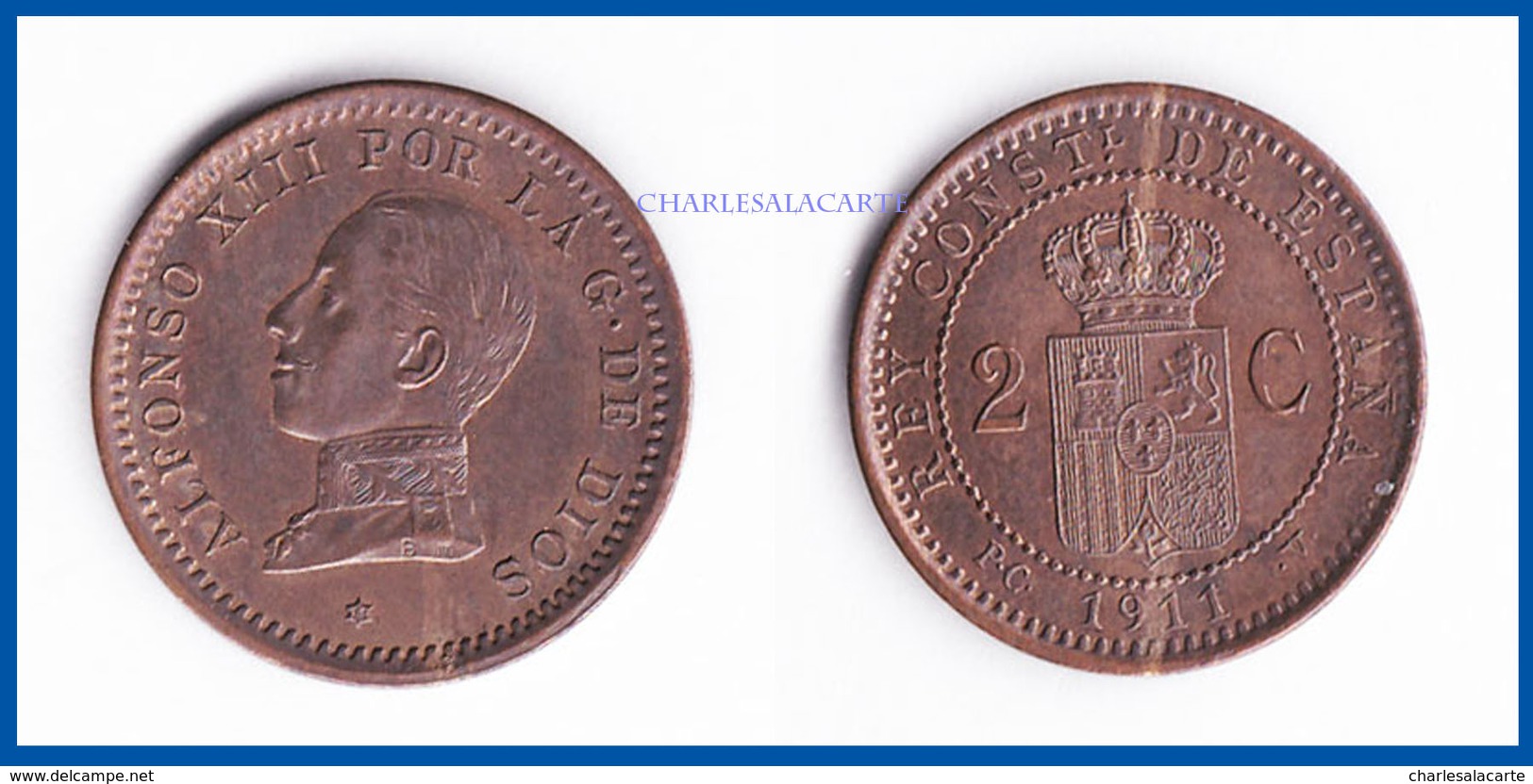 1911  SPAIN ESPANA 2 CENTIMOS ALFONSO XIII COPPER VERY VERY FINE CONDITION PLEASE SEE SCAN - Monnaies Provinciales