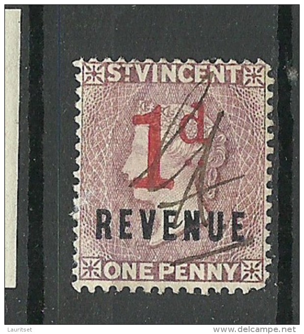 ST. VINCENT Ca 1885 Revenue 1 D. Queen Victoria O - St.Vincent (...-1979)