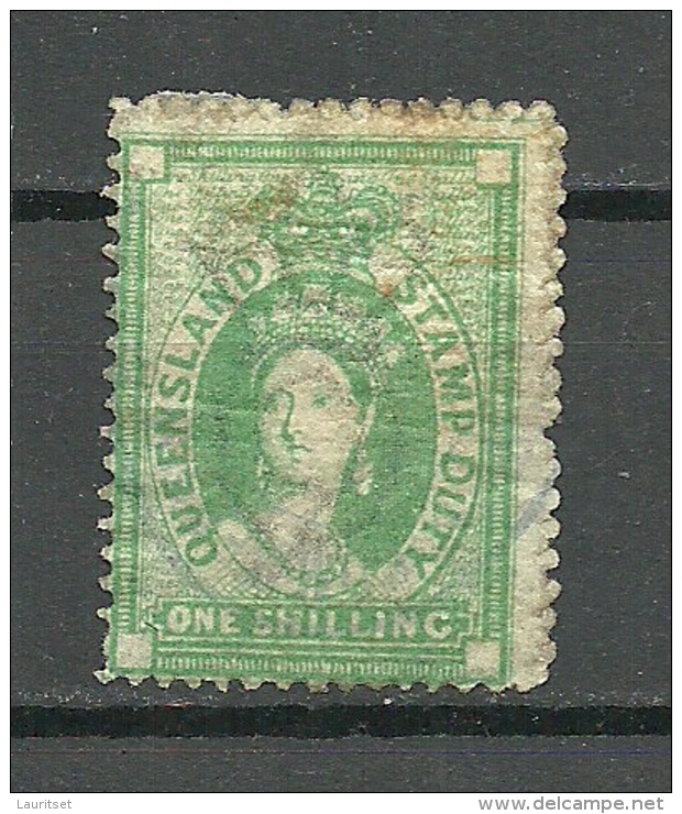 QUEENSLAND 1871/72 Stamp Duty Stempelmarke 1 Shilling Michel 3 O - Oblitérés