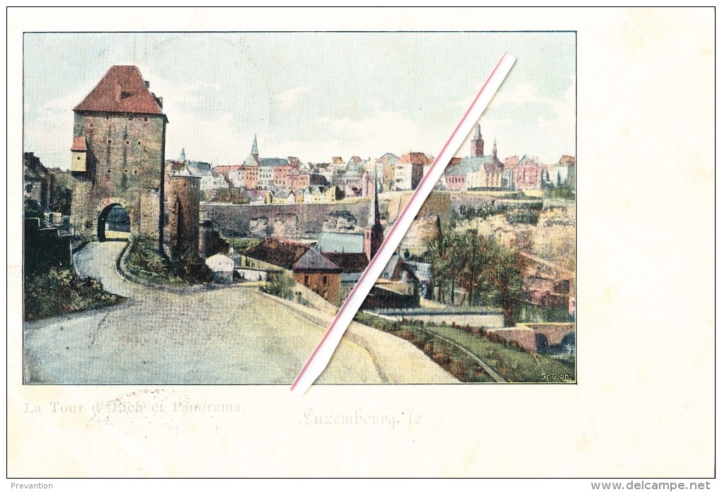 LUXEMBOURG - La Tour D´Eich Et Panorama - Splendide Carte Colorée Et Circulée En 1905 - Andere & Zonder Classificatie
