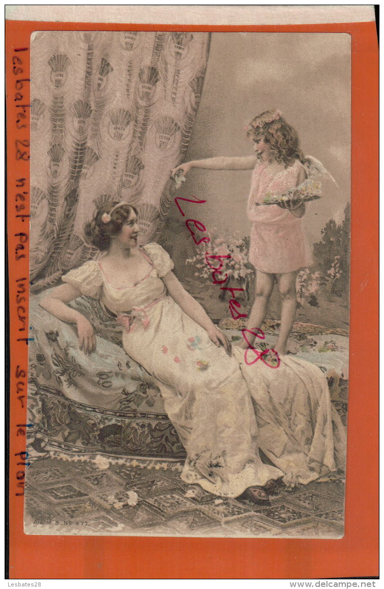 CPA Fantaisies  Femme Et L'enfant  Jeu De Fleurs Edit A. &amp; M. B. N° 477   AV 2016  431 - 1900-1949