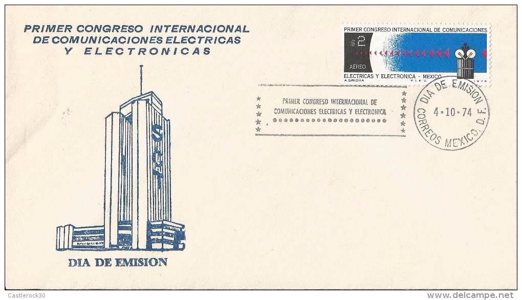 B)1974 MEXICO, BUILDING, ELECTRIC AND ELECTRONIC COMMUNICATIONS,  FIRST INTERNATIONAL CONGRESS OF COMMUNICATIONS ELECTRI - Mexique