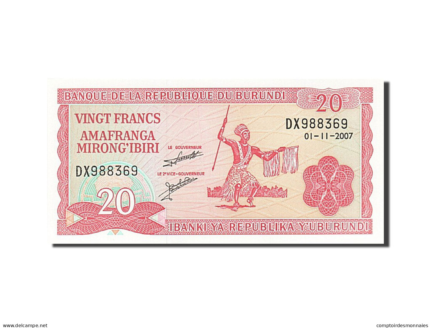 Billet, Burundi, 20 Francs, 1975-1978, 2007-11-01, KM:27d, NEUF - Burundi