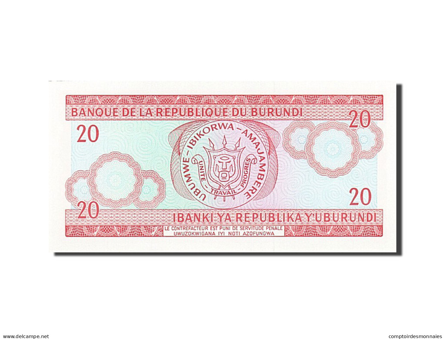 Billet, Burundi, 20 Francs, 1975-1978, 2007-11-01, KM:27d, NEUF - Burundi
