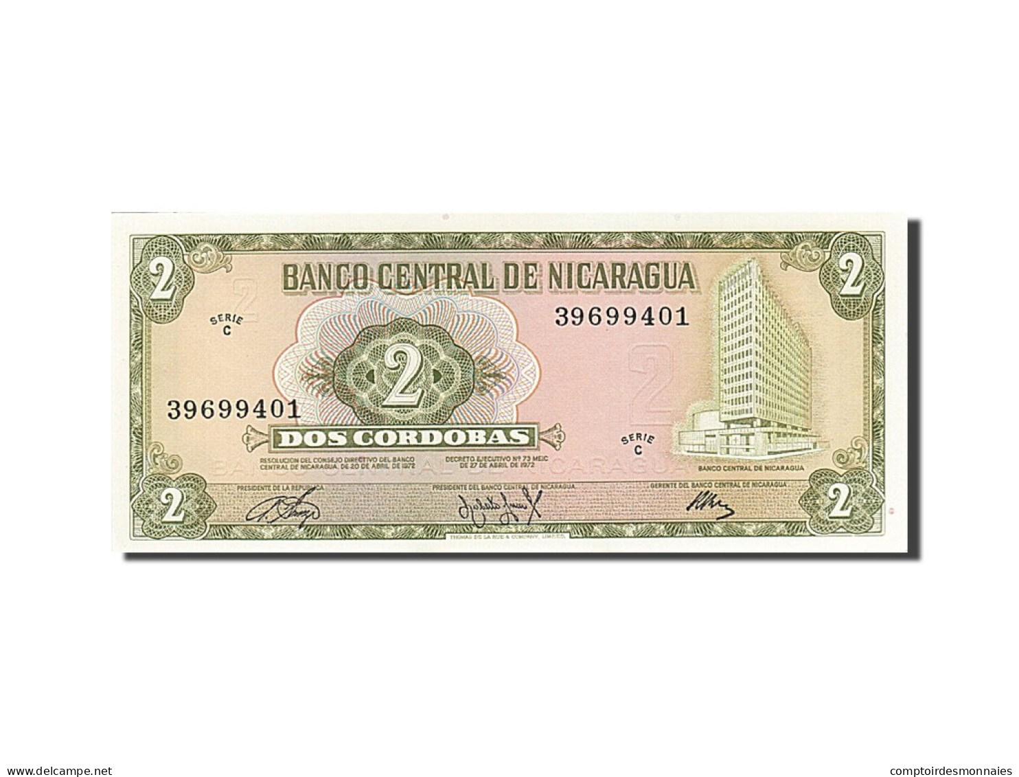 Billet, Nicaragua, 2 Cordobas, 1972, 1972, KM:121a, SPL - Nicaragua