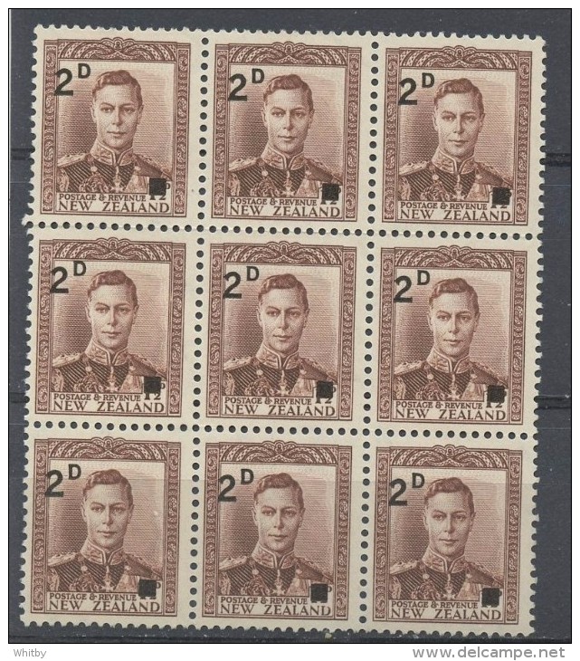 New Zealand 1941 2p King George VI Issue #243  MNH  Block Of 9 - Unused Stamps