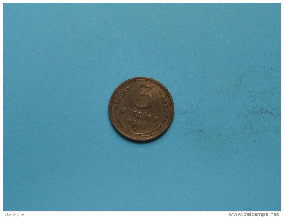 1955 - 3 Koneek - Y# 114 ( Uncleaned Coin / For Grade, Please See Photo ) !! - Russie