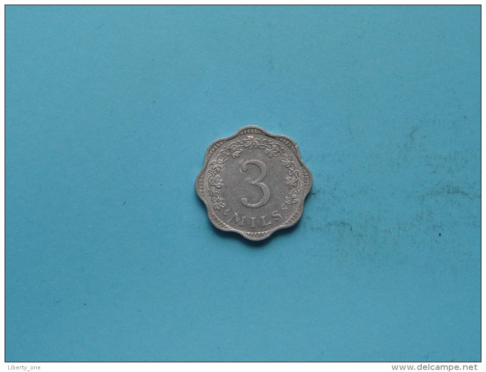 1972 - 3 Mils - KM 6 ( Uncleaned Coin / For Grade, Please See Photo ) !! - Malta