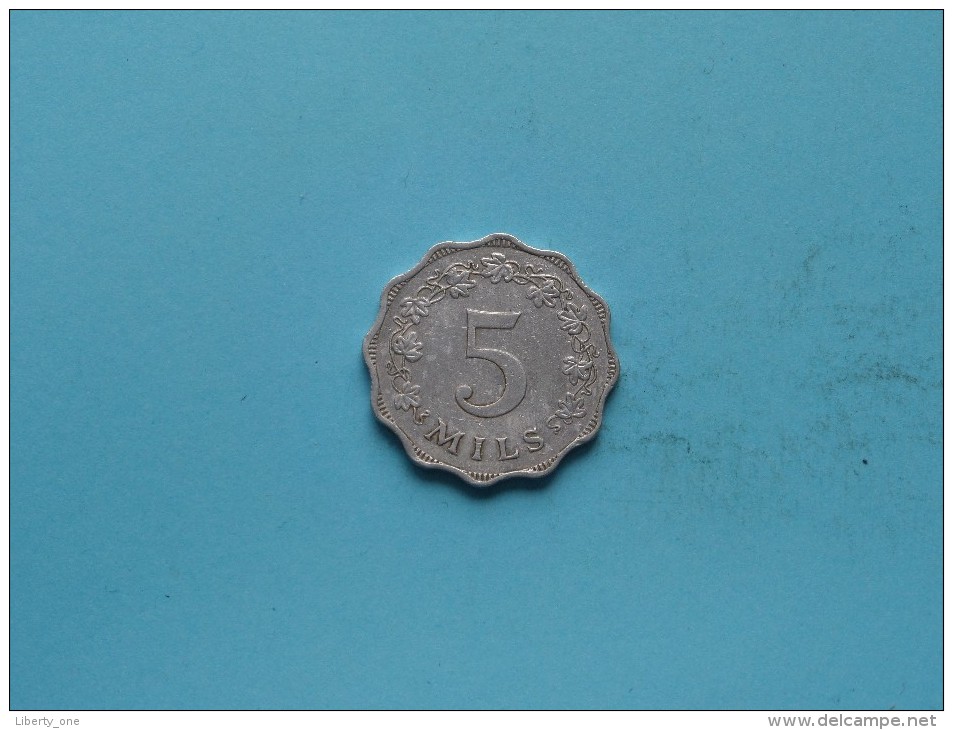 1972 - 5 Mils - KM 7 ( Uncleaned Coin / For Grade, Please See Photo ) !! - Malta